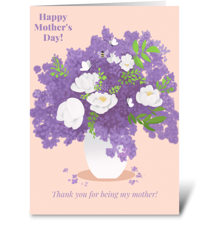 Lilac and Peonies  greeting card