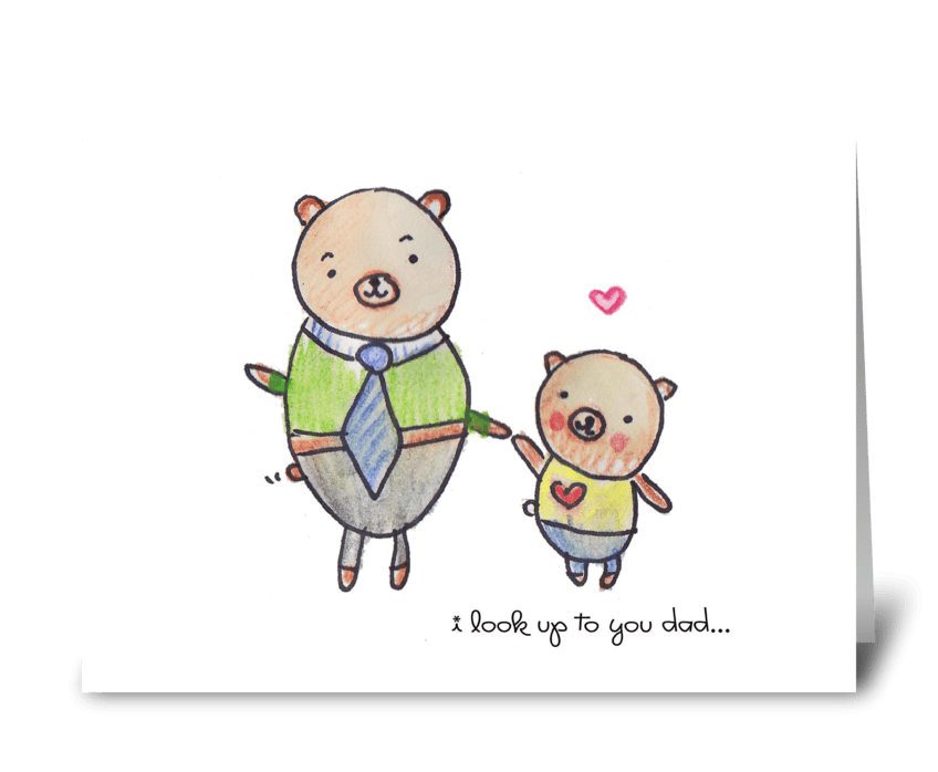 Little Bear with Dad greeting card