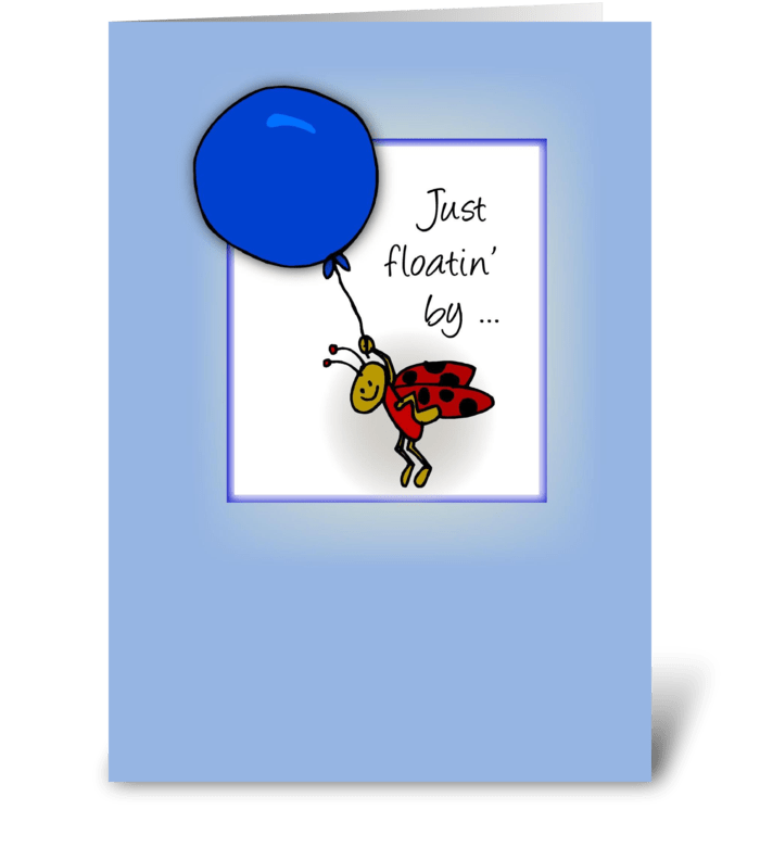 Ladybug with Balloon, Hello greeting card