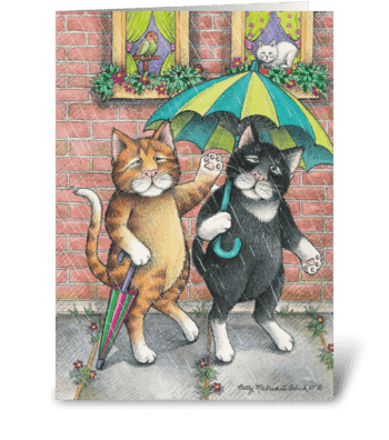 Rainy Day Cats Get Well #16 greeting card
