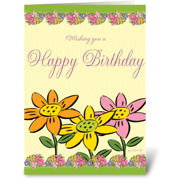 Three Flowers Birthday Card greeting card