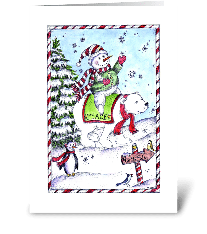 Peaceful Snowman greeting card