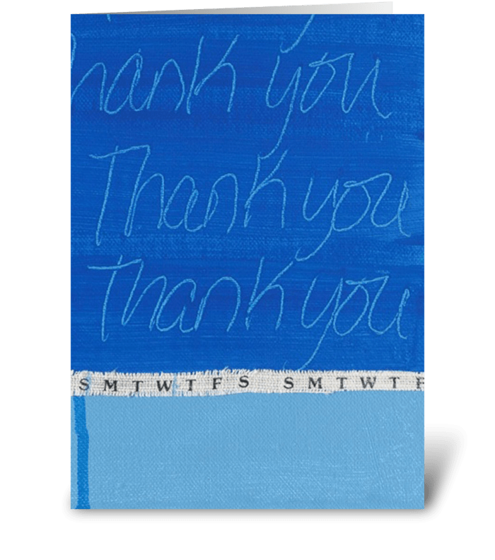 Thank You Painting - Blue-Week Ribbon greeting card