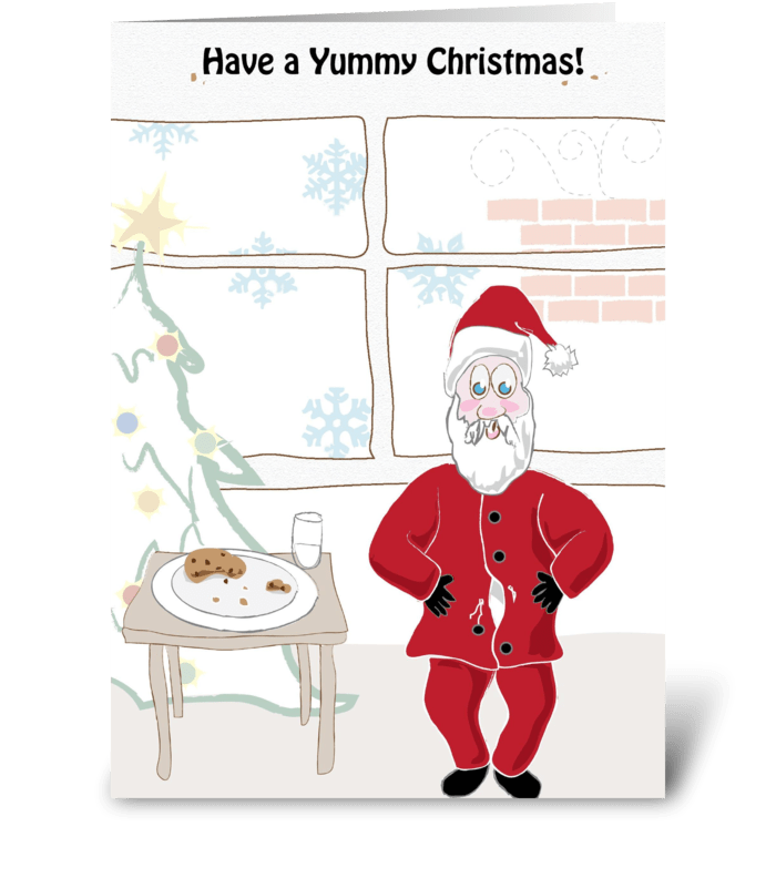 Silly Santa Eats Cookies greeting card