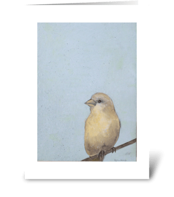 canary on blue greeting card