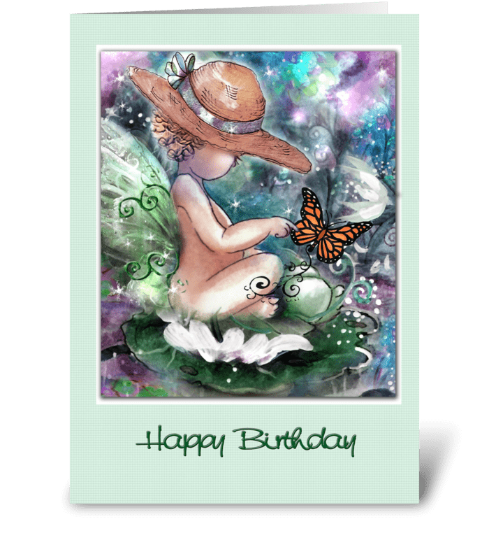 Faery and Butterfly Birthday Greeting greeting card