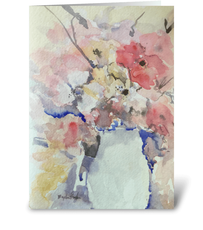 Blooms In a Japanese Watering Can greeting card
