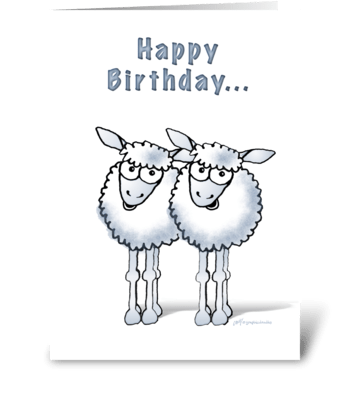 Happy birthday two ewe sheep greeting card