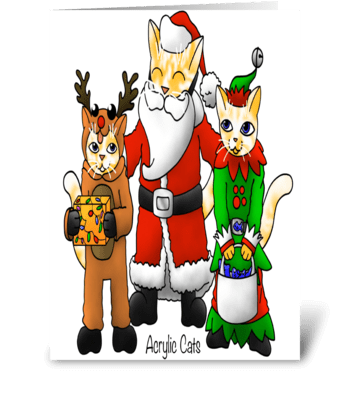 Christmas Costume Shopping Family Cats greeting card