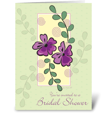 Purple Flowers Bridal Shower Invite greeting card