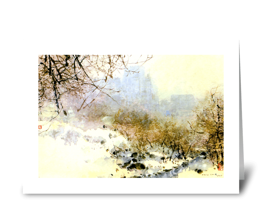 Central Park in Snow by Chen Chi greeting card