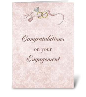 Engagement Congratulations, Rings, Bow greeting card