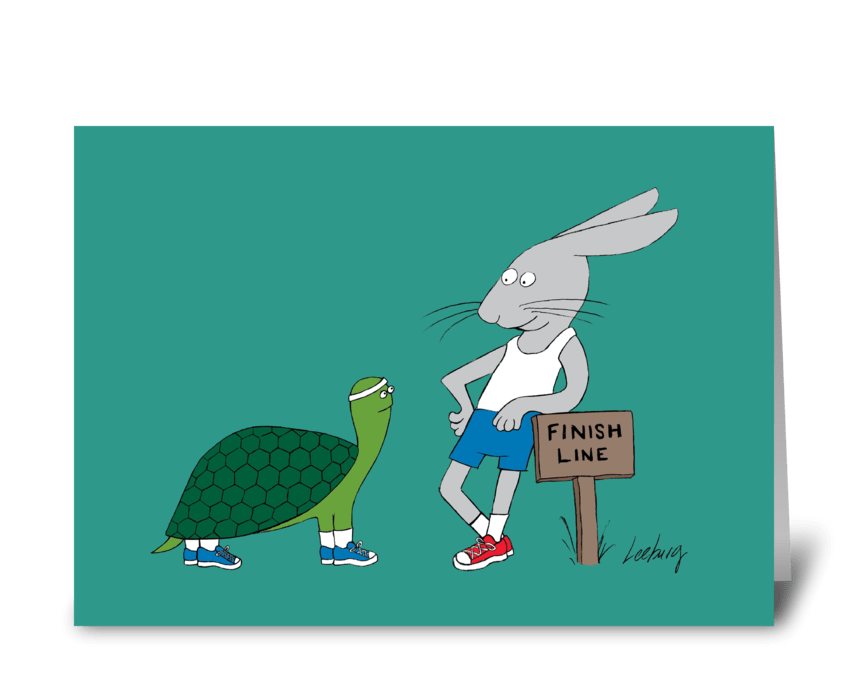 Tortoise & Hare Catch Up greeting card