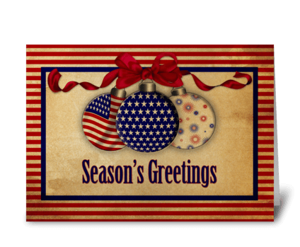 Patriotic Holiday Ornaments Vintage Look greeting card