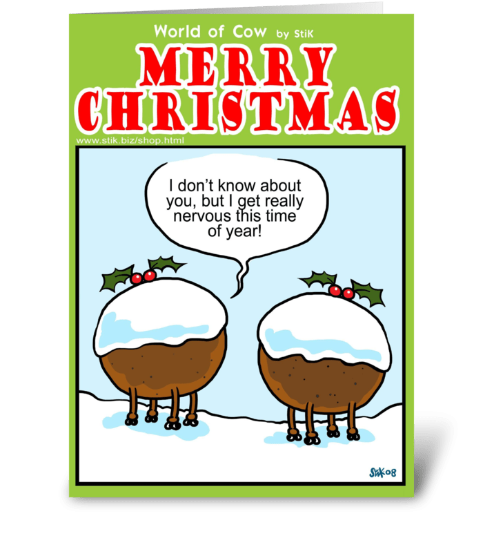 Christmas Pudding Cows greeting card