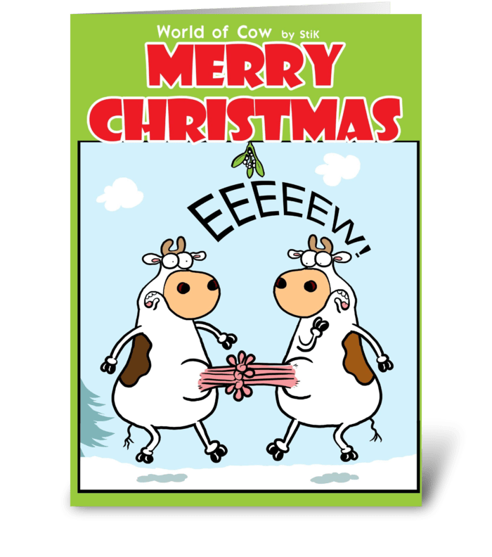 EWWW! Cow Christmas Card. greeting card