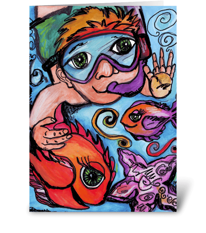 Swimming with the Fishies greeting card