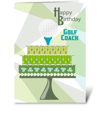Golf Ball and Tee Birthday Coach greeting card