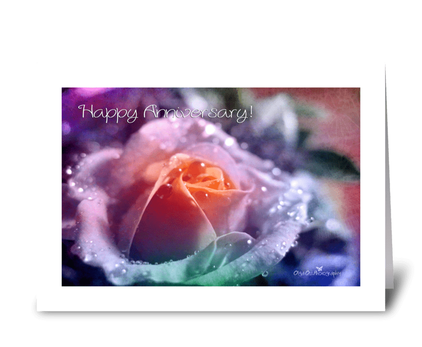 Rainbow rose greeting card