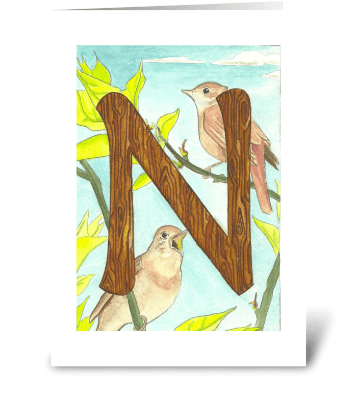 N for Nightingale greeting card
