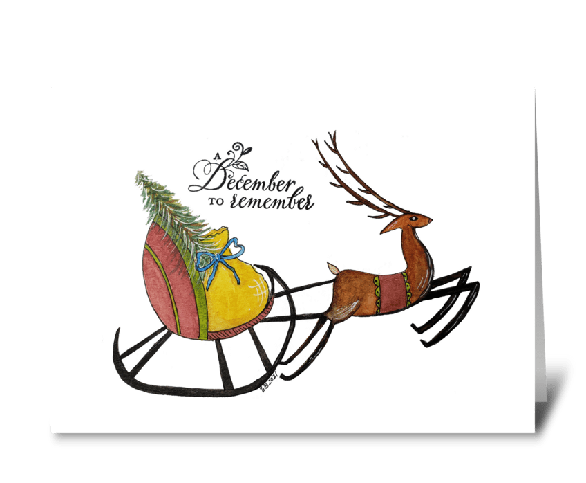 A December To Remember Reindeer Sleigh greeting card
