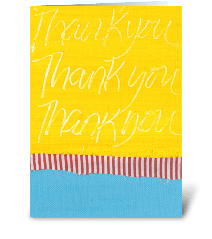 Thank You Painting - Yellow on Blue greeting card
