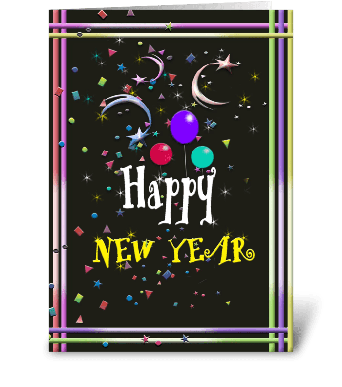 Happy New Year, Festive Art greeting card
