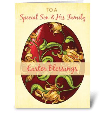 Son & His Family, Easter Blessings, Egg  greeting card