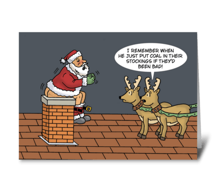 Santa Taking A Dump In The Chimney greeting card