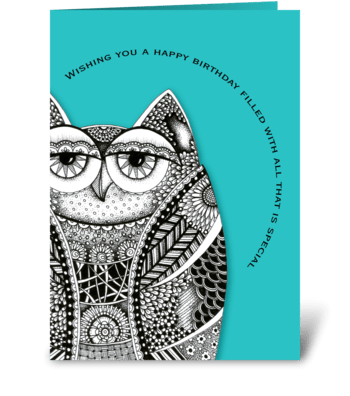 Happy Birthday Owl greeting card