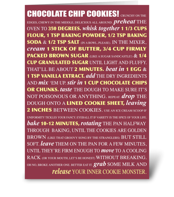 Bakeable Greetings: Choc. Chip Cookies greeting card