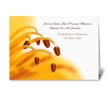 Sympathy Precious Memories Yellow Lily  greeting card