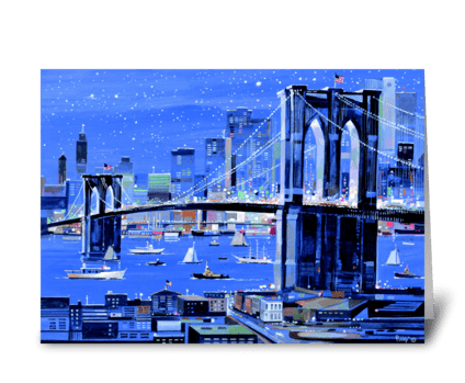 Brooklyn Bridge by Albert J. Pucci greeting card