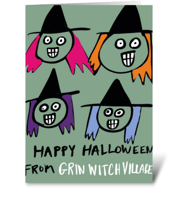 Grin Witch Village greeting card