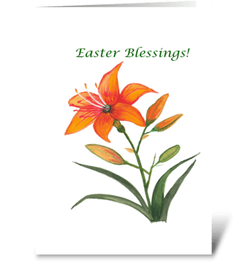 Orange Day Lily Happy Easter Blessings greeting card