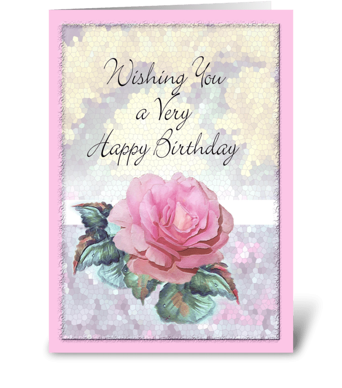 PINK Rose, Birthday Wishes greeting card