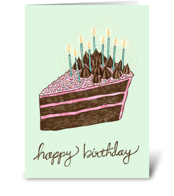 Happy Birthday Cake Slice greeting card