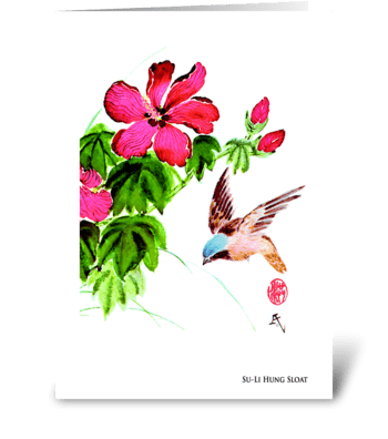 Lively Bird by Su-Li Hung Sloat greeting card