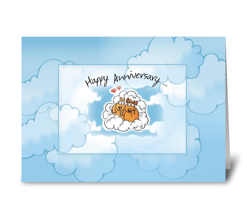 Dog in Clouds Anniversary greeting card