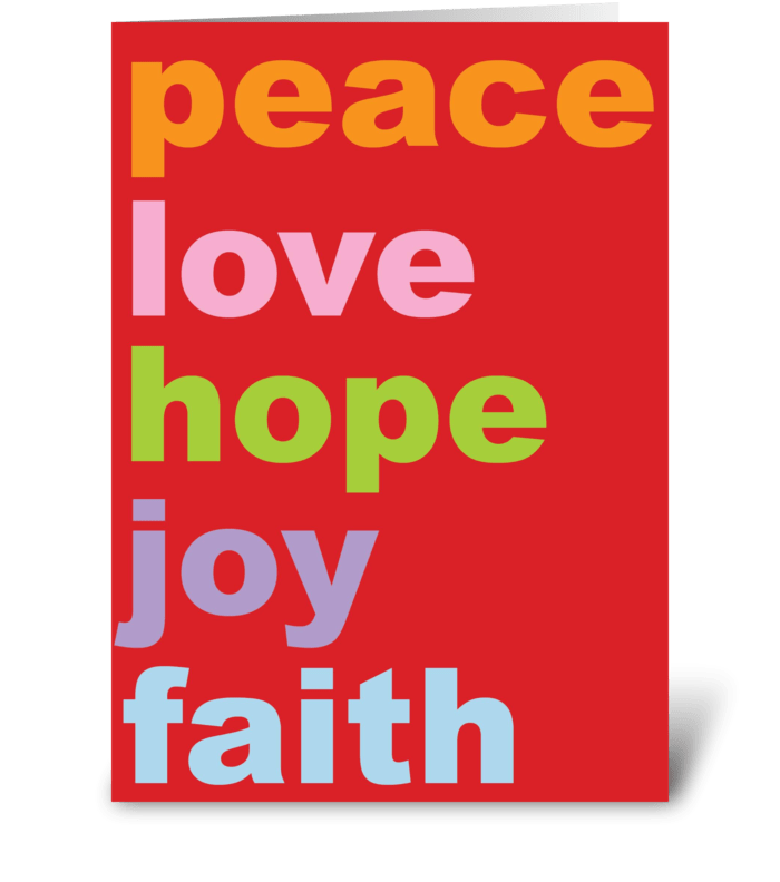 peace love hope joy faith greeting card