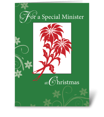 Minister, Christmas Poinsettias greeting card