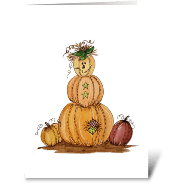 Pumpkin Fall Harvest Watercolor Card greeting card
