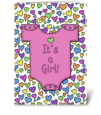 It's a Girl-Pink Outfit Heart Collage greeting card
