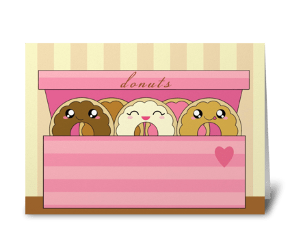 Donuts in a box greeting card