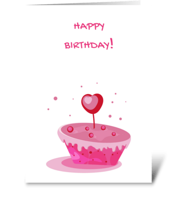 Pink birthday cake greeting card