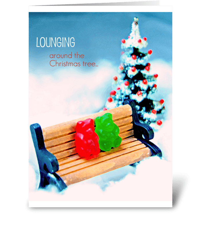 Lounging Around the Christmas Tree greeting card