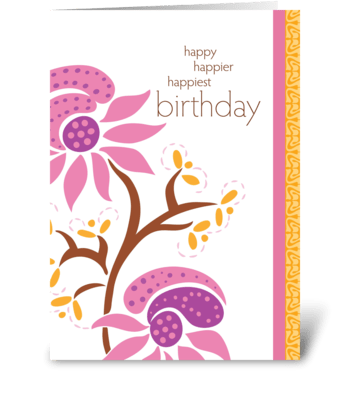 happy happier happiest birthday greeting card