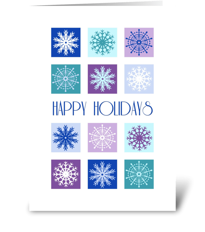 Modern Snowflakes Happy Holidays greeting card