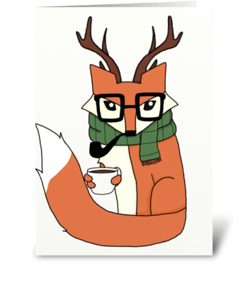Hipster fox greeting card