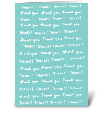 Thank You Thank You Thank You greeting card